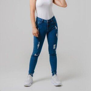 NWT KAN CAN Distressed Skinny Jean Sz 25 Blue